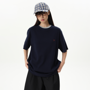 Roaringwild | Waffle Pattern Pure Color Loose Round Neck Short Sleeve T-shirt