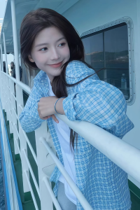 Blue Plaid Loose Womens Shirt Korean Style Design Sensation Chic Lazy Fashion Sun Protection Casual Button up Long Sleeve