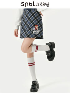 High-Waist Plaid Midi Skirt New Style Womens Fashion Shortened Length Polyester Material Mori Girl Tribe Original British Design