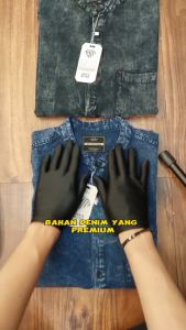 Kemeja Kurta Denim Snow Wash Premium Pria