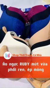ÁO LÓT NỮ RUBY mút vừa phối ren họa tiết áo ngực cánh bướm - ALN04