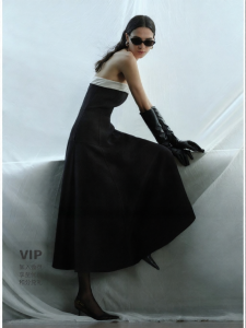 Elegant Strapless Slim Fit Full Skirt Dress