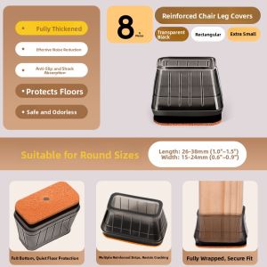 Thickened Rectangular Table Leg Pads Silent Chair Feet Covers Long Lasting Wear Resistant Non Slip Desk Chair Stool Leg Protectors