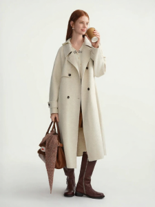 DUSHU | Plus Size Wool Coat Slimming Double-Faced Cloth Windbreaker-Style Turn-Down Collar