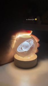 Lumens Galaxy Crystal Ball Light bedside lamp Night Light for Kids with Colorful LED Light Base Light Led for Room Night Light for Bedroom Birthday Gift for Teens Boys and Girls Planet Model lampu tidur bilik cantik 水晶灯球