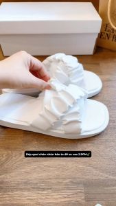 (Chân gầy lùi size)Dép lê nữ quai chéo nhún bèo tiểu thư đế su cao 2PH mang nhẹ êm chân