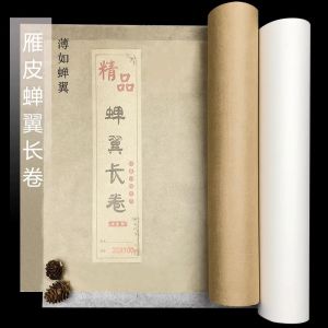 Ancient Handmade Long Scroll Xuan Paper Calligraphy Creation Faux Ancient Method Small Regular Script Artistic Craft Simulation