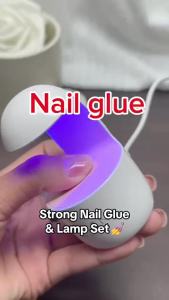 GELLEN Solid Nail Glue Gel Kit Press on Glue 8g Acrylic Fake Tips with 8w Mini UV Light Lamp Cured Nails Salon Manicure Art DIY