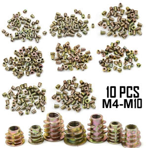 10PCS/SET M4 M5 M6 M8 M10 Hex Drive Screw In Threaded Type E Insert Nut Screws Assortment For Wood 9-SIZE