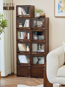 Real Wood Toy Display Cabinet Flip Cover Style Transparent Dustproof Home Use Storage Shelf American Style Furniture