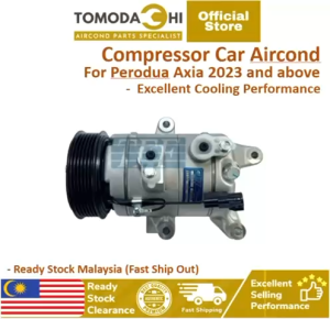 TOMODACHI Car Aircond Parts Compressor Perodua Axia 2023 Kompressor Aircon Kereta Heavy Duty & Excellent Cooling Performance