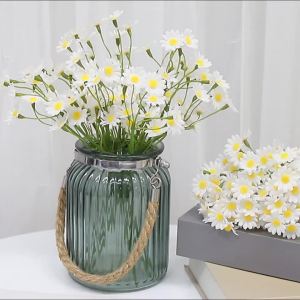 5/10 Chiếc Hoa Cúc Nhân Tạo Hoa Polyester Hoa Giả Cho Gia Đình Trang Trí Phòng Cưới Trang Trí Bàn Cô Dâu Thủ Công Tặng Phụ Kiện