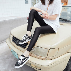 Quần Dài Thể Thao Ice Silk Mỏng Bóng Mượt Cho Nữ Quần Dài Đến Đầu Gối Quần Dài Thể Thao Lưng Cao Quần Bó Mùa Hè Cỡ Lớn