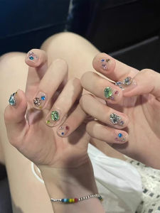 MONLEYTA | Handmade Nail Art Stickers Short Style New Year Elegant Feelings Wearable Nails Finished Products For Autumn Winter Seasons