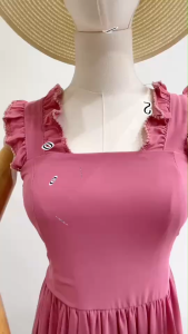 20800 แม็กซี่ เดรสแขนกุด เอวผูกโบว์