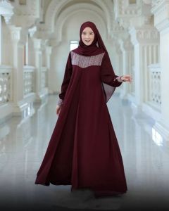 gamisceruty babydol aplikasi brukat kekinian dress pesta mewah khalisa dress gamis busui friendly fashion wanita muslim