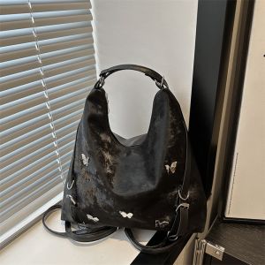 Large Capacity Commuter Womens Butterfly Armpit Shoulder Bag 2024 New Fashion Tote Bag Versatile Single Strap Zipper Closure