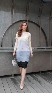 Cutie Minute อก ฟรีไซส์  44"++ (Premium grade pleated dress) เดรสผ้าอัดพลีทใช้ขั้นตอนการอัดกลีบแบบแบรนด์ชั้นนำ