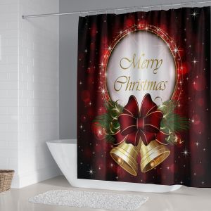 Christmas Bell Print Waterproof Shower Curtain