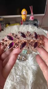 Fashionable Rhinestone Hair Spring Clip for Women with Purple and Pink Stones Elegant Design