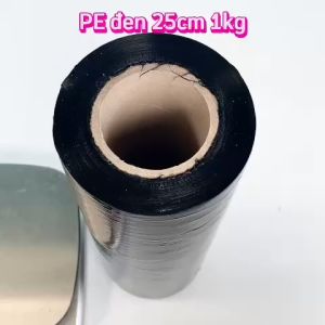 Cuộn Màng PE Đen 25cm/1kg - 50cm/2kg lõi giấy 150gram độ dầy màng 16 - 17 míc - Út Lớn