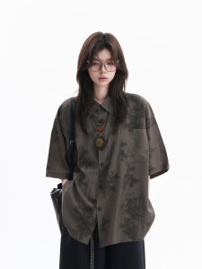 zuocisankon | Áo Sơ Mi Nữ Vintage Phong Cách Mỹ Form Rộng Tay Ngắn