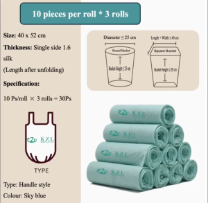 KZL 100% Biodegradable Plastic Trash Bags - Eco-Friendly Extra-Thick Durable Bioplastic Bin Bags | Large Capacity for Home Kitchen Office