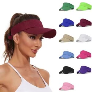 Summer Sun Hats Men Women Cotton Adjustable Visor UV Protection Top Empty Solid Sport Tennis Golf Running Sunscreen Baseball Cap