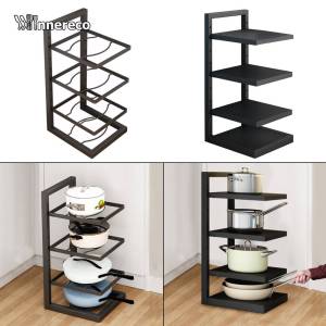 4 Layer Kitchen Pan Organizer Pot Rack Adjustable Under Sink Countertop Multipurpose Rack Cookware Pot Racks - Heavy Duty Carbon Steel Pot Rack for Countertop/Storage