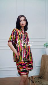Nonieta Belvina Baju Tidur Piyama Set Setelan Wanita Kekinian Terbaru  Oneset  Babydoll Premium Rayon Motif Kemeja Lengan Pendek Celana Pendek Busui Bumil  Homedress