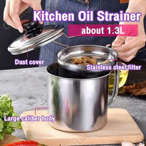 1.3L Stainless Steel Oil Strainer Large Capacity Oil Filter Pot