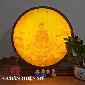 Đèn Thờ Hào Quang Phật Thích Ca In Tranh Trúc Chỉ Trang Trí Bàn Thờ Treo Cùng Tượng Phật TC-HQ-231