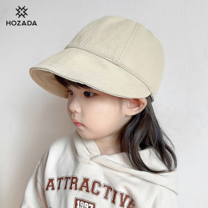 HOZADA หมวกชาวประมงหมวกหน้าร้อนสำหรับเด็กหมวกบังแดดสำหรับเด็กหมวกหมวกป้องกันแสงแดดปีกกว้างหมวกชายทะเลแบบลำลองพกพาหมวกบังแดดหมวกป้องกันยูวีพร้อมเชือกไนลอนสำหรับท่องเที่ยวกลางแจ้งเด็ก