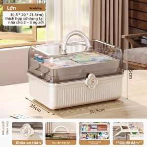 Hộp Đựng Thuốc Đa Tầng Dung Tích Lớn Dùng Trong Nhà Chất Liệu PP Thân Thiện Với Môi Trường Hộp Cứu Thương Hình Chữ Nhật 12L