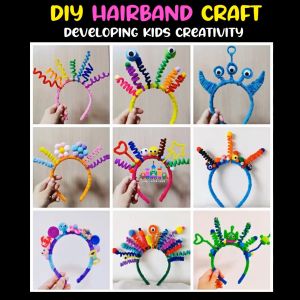 DIY Kraft Gelung Rambut Kanak-Kanak DIY Kids Hairband Craft Chenille Stem Kids DIY Fun activity Children Art儿童手工发箍扭扭棒