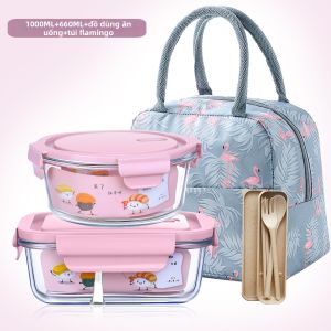 Microwave-safe Insulated Glass Meal Box With Compartments