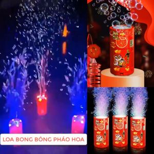 Loa bắɴ bonɡ bóng pháo hoa bắn cao 3M máy bắɴ bonɡ bóng pháo hoa 12 lỗ có nhạc có đèn LED cực sáng đón Tết 2023 (Tặng Kèm Xà Phòng)