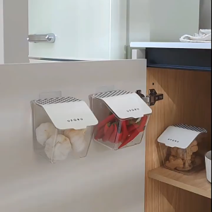 Kitchen Ginger and Garlic Storage Container With Lid Durable Fresh-Keeping Garlic Onion Storage Box Wall Mounted Storage Basket