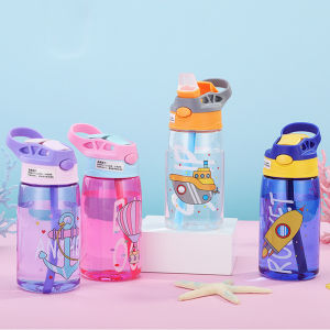 480ML Drinking Bottle with Straw Water Bottle Tumbler Drinking Bottle Toddler School Office Outdoor Portable Water Tumbler