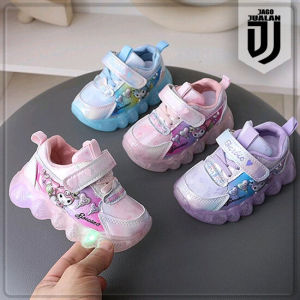 Sepatu Sneakers LOVE KUROMI Lampu LED Anak Usia 1 2 3 4 5 6 / Sepatu Kets Tali Perekat Anak Balita Perempuan Motif Kartun Cute / Sepatu MENYALA Anak Cewek Fashion Trendy / Sepatu Running Anak Wanita Cantik Sol Menyala / / Sepatu Cute Anak Casual Trendy