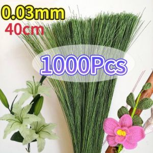 100-1000pcs Paper Floral Wire 0.3mm/0.0118Inch Diameter 40cm Long Iron Wire Used for DIY Nylon Stocking Flower Branche Making