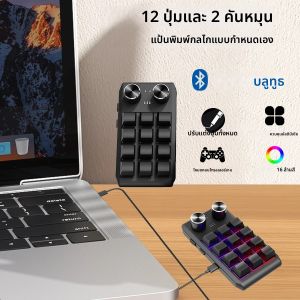 แป้นพิมพ์บลูทูธ โปรแกรมมาโคร คีย์บอร์ดแบบกำหนดเอง 12 ปุ่ม 2 ปุ่มหมุน RGB คัดลอกวาง มินิบัตตัน เกมมิ่ง คีย์บอร์ดแบบกลไก ฮอตสวอป มาโครแพด