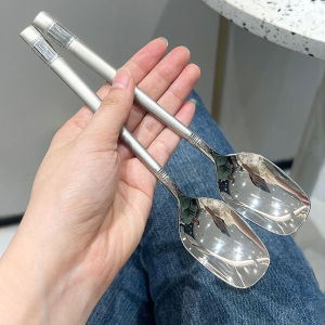 AIK ช้อนข้าวสแตนเลส ที่จับมีพื้นผิวด้านฝ้า ช้อนไอศครีม ช้อนทานข้าว ทรงเหลี่ยม Stainless steel spoon