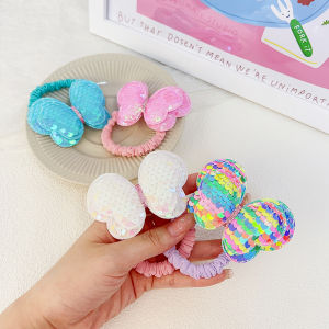 1/6Pcs Cute Shiny Sequin Bow Girl Hair Tie Fashion Sweet Hair Rope Youth Vitality Childrens Daily Accessories