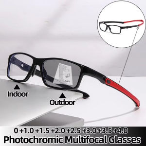 Sports Photochromic Multifocal Reading Glasses Neutral Progressive Near Far Presbyopia Anti Blue Light Refractive Glasses