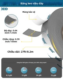 Tesa | Băng Keo Xốp Hai Mặt Chịu Lực Cao Tesa 6703 10mm X 5m Chống Thấm Nước Không Để Lại Cặn Để Sử Dụng Tại Nhà Và Văn Phòng