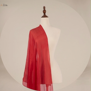 Khăn Lụa Tơ Tằm Đỏ Phù Sa Luata Silk - Khăn Choàng Cổ Nữ Nhuộm Thủ Công Cao Cấp Làm Quà Tặng Tinh Tế (75x160cm)