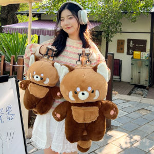 Trendy Plush Bear Backpack Cartoon Animal Doll Cute Female Winter Shoulder Bag Double Strap Soft Cotton Zipper Closure Casual