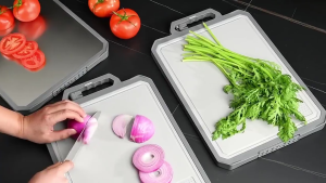 ✨SG【STOCK】Double Sided SUS304 Stainless Steel Chopping Board Antibacterial Kitchen Cutting Board