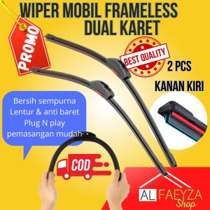 Promo wiper kaca mobil frameless Dual karet Double Blade 1 set 2 pcs kanan kiri